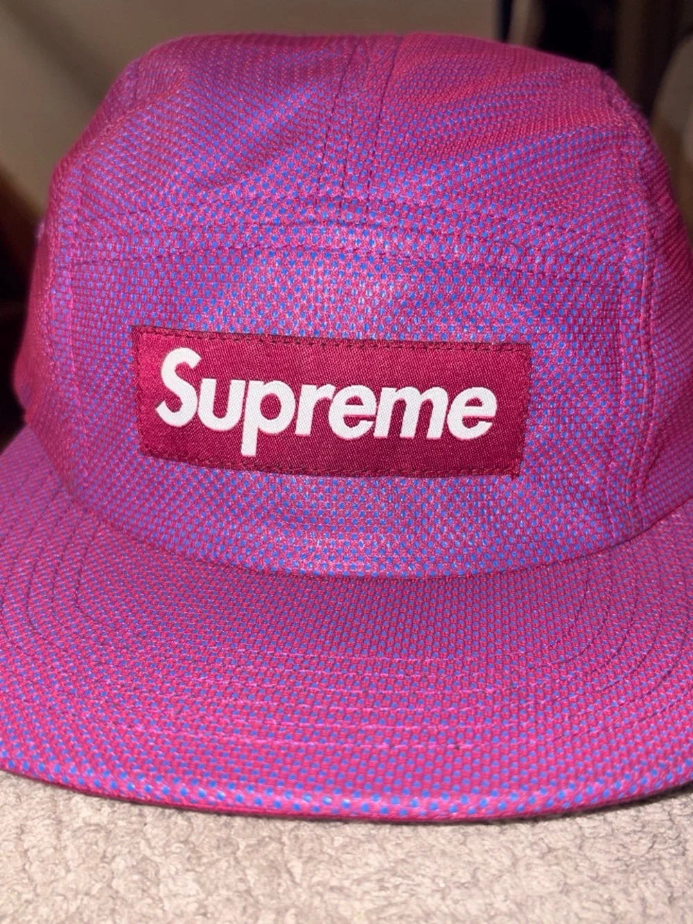 Supreme Pink and Blue Mesh Box Logo Camp Cap
